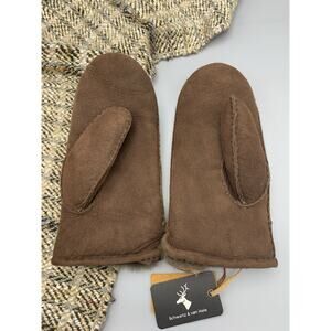 New! Schwartz & Von Halen Suede Mittens With Sheep Fur Lining Size L (8)